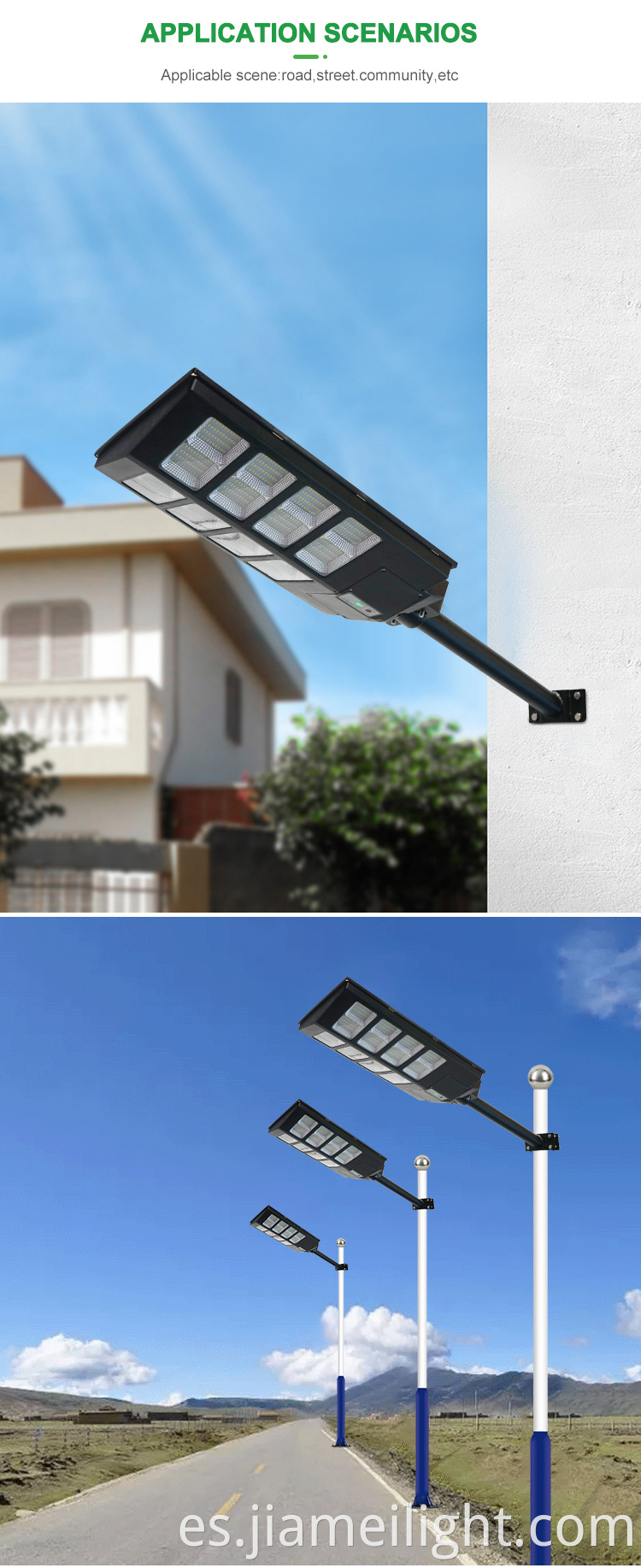 High Power IP65 impermeable al aire libre 300W 400W 500W Todo en un LED Solar Street Light integrado